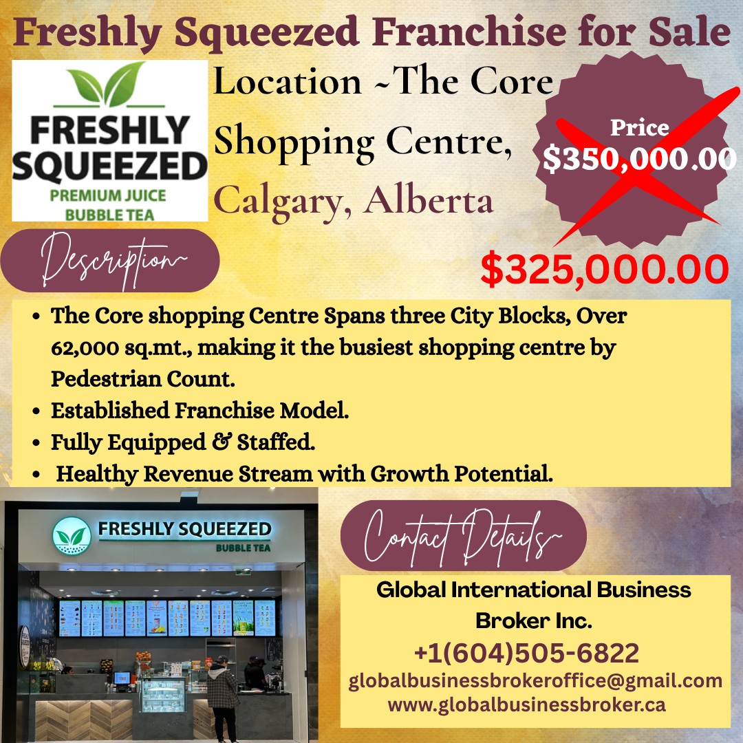 Premium Freshly Squeezed Franchise Location | Calgary, Alberta